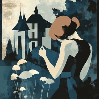 Gloombugue style, Midjourney V6.1: retro fairy-tale illustration