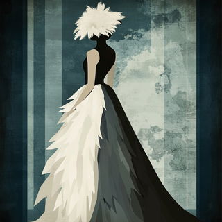 Gloombugue style, Midjourney V6.1: haute-couture fashion outfit