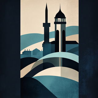 Gloombugue style, Midjourney V6.1: bold minimalist logo design for Istanbul city municipal services