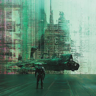 Oilbrush Gearstorybook style, Midjourney V6.1: cinematic shot from sci-fi movie