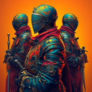 Koi Tessera style, Midjourney V6.1: concept art character design of retropunk steam knight