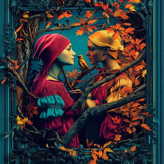 Koi Tessera style, Midjourney V6.1: retro fairy-tale illustration