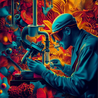 Koi Tessera style, Midjourney V6.1: editorial illustration for popular scientific magazine cover