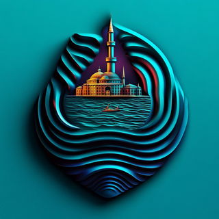 Koi Tessera style, Midjourney V6.1: bold minimalist logo design for Istanbul city municipal services