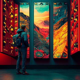 Koi Tessera style, Midjourney V6.1: cinematic shot from sci-fi movie
