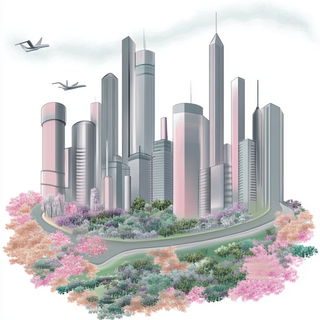 Ravinefold style, Midjourney V6.1: megacity with futuristic bioarchitecture