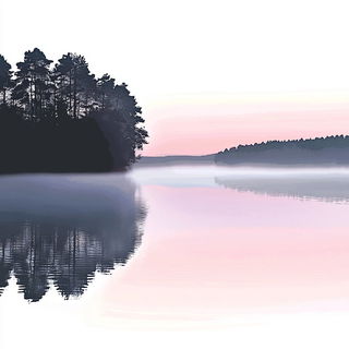 Ravinefold style, Midjourney V6.1: realistic landscape photograph of quiet dawn
