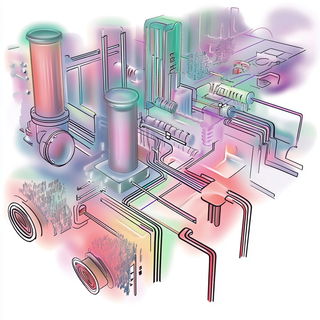 Ravinefold style, Midjourney V6.1: technical infrastructure blueprint schematics