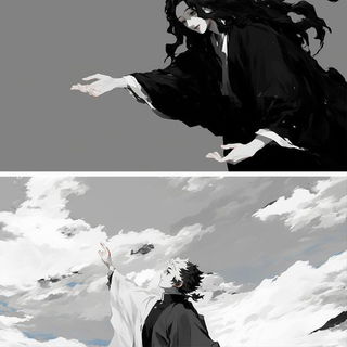 Ferronox style, Midjourney V6.1: black-and-white manga comic strip