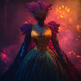 Carteblanche Tableauism style, Midjourney V6.1: haute-couture fashion outfit