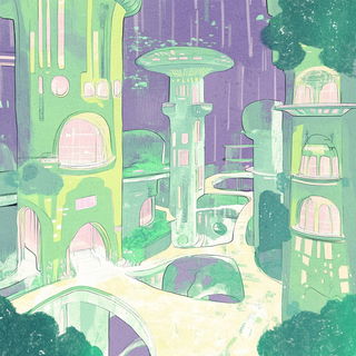 Toporiso style, Midjourney V6.1: megacity with futuristic bioarchitecture
