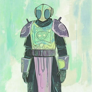 Toporiso style, Midjourney V6.1: concept art character design of retropunk steam knight