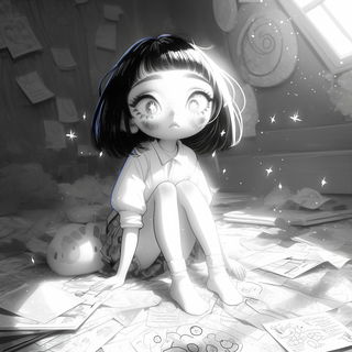 Lithographocrypt style, Midjourney V6.1: black-and-white manga comic strip