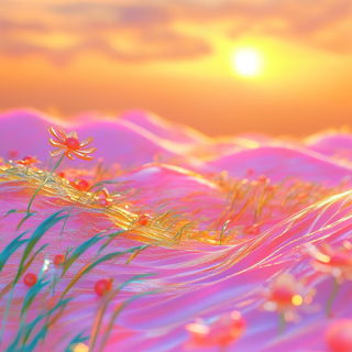 Lithographocrypt style, Midjourney V6.1: realistic landscape photograph of quiet dawn