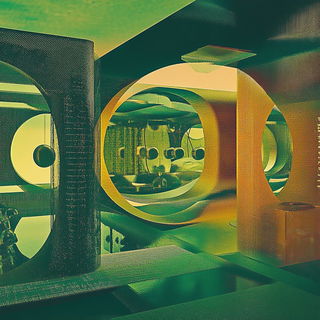 Illuminated Verdigris style, Midjourney V6.1: abstract 3D render
