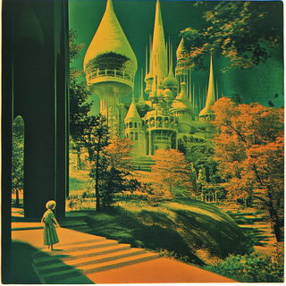 Illuminated Verdigris style, Midjourney V6.1: retro fairy-tale illustration