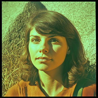 Illuminated Verdigris style, Midjourney V6.1: photographic portrait of female protagonist