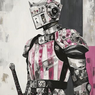 Ashvat Vatika style, Midjourney V6.1: concept art character design of retropunk steam knight