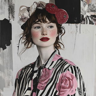 Ashvat Vatika style, Midjourney V6.1: photographic portrait of female protagonist