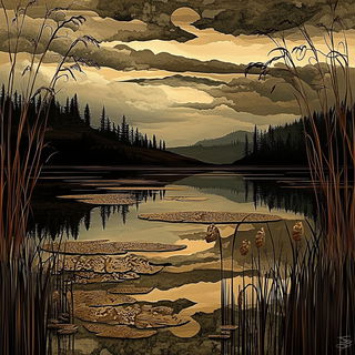 Darkroomist style, Midjourney V6.1: realistic landscape photograph of quiet dawn