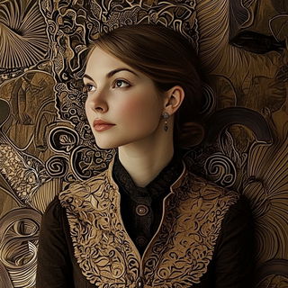 Darkroomist style, Midjourney V6.1: photographic portrait of female protagonist