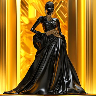 Flarequilt style, Midjourney V6.1: haute-couture fashion outfit