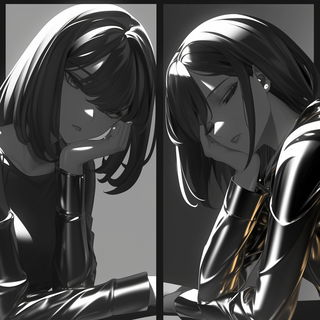 Flarequilt style, Midjourney V6.1: black-and-white manga comic strip