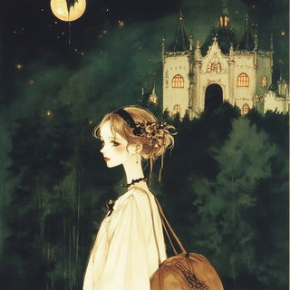 Sunbird Chromaflow style, Midjourney V6.1: retro fairy-tale illustration