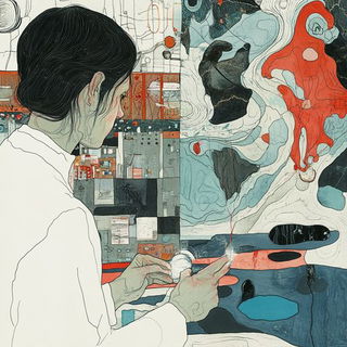 Spectacarnival style, Midjourney V6.1: editorial illustration for popular scientific magazine cover