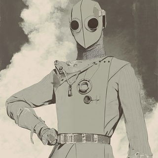 Chromabind style, Midjourney V6.1: concept art character design of retropunk steam knight