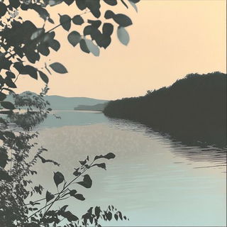 Chromabind style, Midjourney V6.1: realistic landscape photograph of quiet dawn