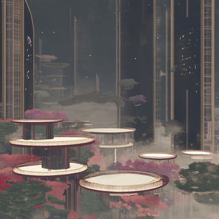 Keshiki Calligraphics style, Midjourney V6.1: megacity with futuristic bioarchitecture