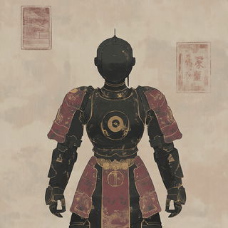 Keshiki Calligraphics style, Midjourney V6.1: concept art character design of retropunk steam knight