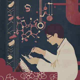 Keshiki Calligraphics style, Midjourney V6.1: editorial illustration for popular scientific magazine cover