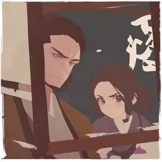 Keshiki Calligraphics style, Midjourney V6.1: black-and-white manga comic strip