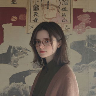 Keshiki Calligraphics style, Midjourney V6.1: photographic portrait of female protagonist