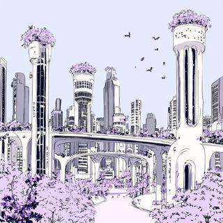 Cyanoptic Proscenium style, Midjourney V6.1: megacity with futuristic bioarchitecture