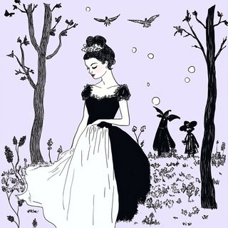 Cyanoptic Proscenium style, Midjourney V6.1: retro fairy-tale illustration