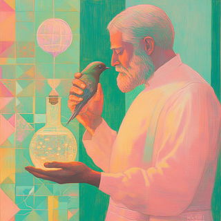 Obsidian Sunfold style, Midjourney V6.1: editorial illustration for popular scientific magazine cover