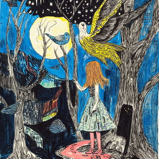 Dustmantle style, Midjourney V6.1: retro fairy-tale illustration