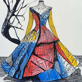 Dustmantle style, Midjourney V6.1: haute-couture fashion outfit