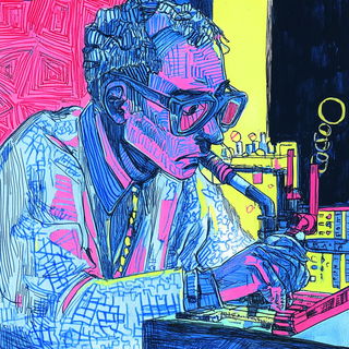 Dustmantle style, Midjourney V6.1: editorial illustration for popular scientific magazine cover