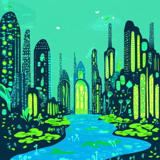 Fablejoin style, Midjourney V6.1: megacity with futuristic bioarchitecture