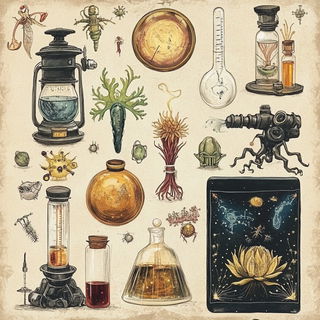 Zodiac Orchard style, Midjourney V6.1: editorial illustration for popular scientific magazine cover
