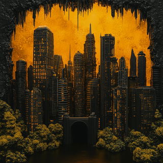 Gridrose style, Midjourney V6.1: megacity with futuristic bioarchitecture