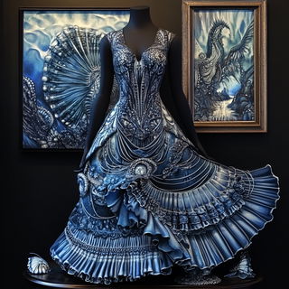 Undertow Halation style, Midjourney V6.1: haute-couture fashion outfit