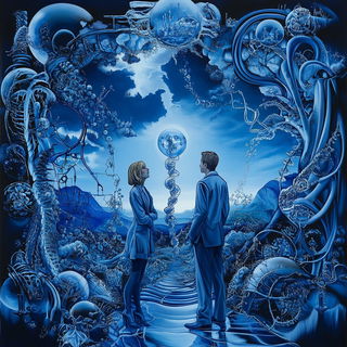 Undertow Halation style, Midjourney V6.1: editorial illustration for popular scientific magazine cover