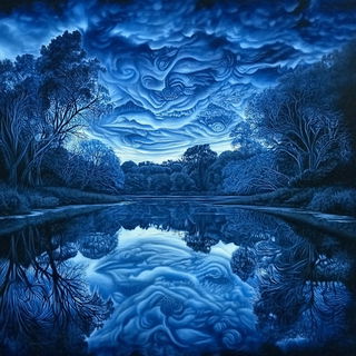 Undertow Halation style, Midjourney V6.1: realistic landscape photograph of quiet dawn
