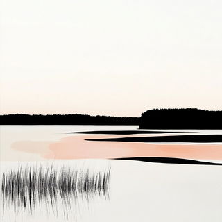 Waterfall Cosmography style, Midjourney V6.1: realistic landscape photograph of quiet dawn