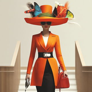 Folkloracery style, Midjourney V6.1: haute-couture fashion outfit